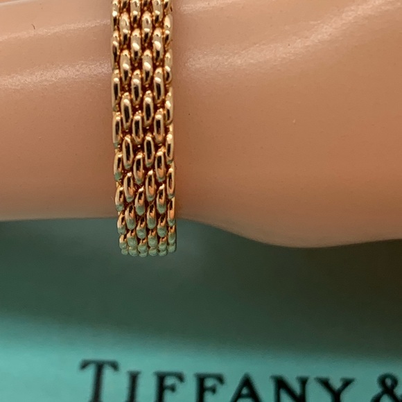 Tiffany&co 18 Kt Somerset Mesh Ring Size 5 - Picture 9 of 12